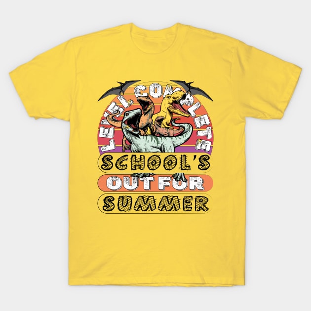 Level Complete Dinosaur I Crushed School's out for Summer T-Shirt by alcoshirts